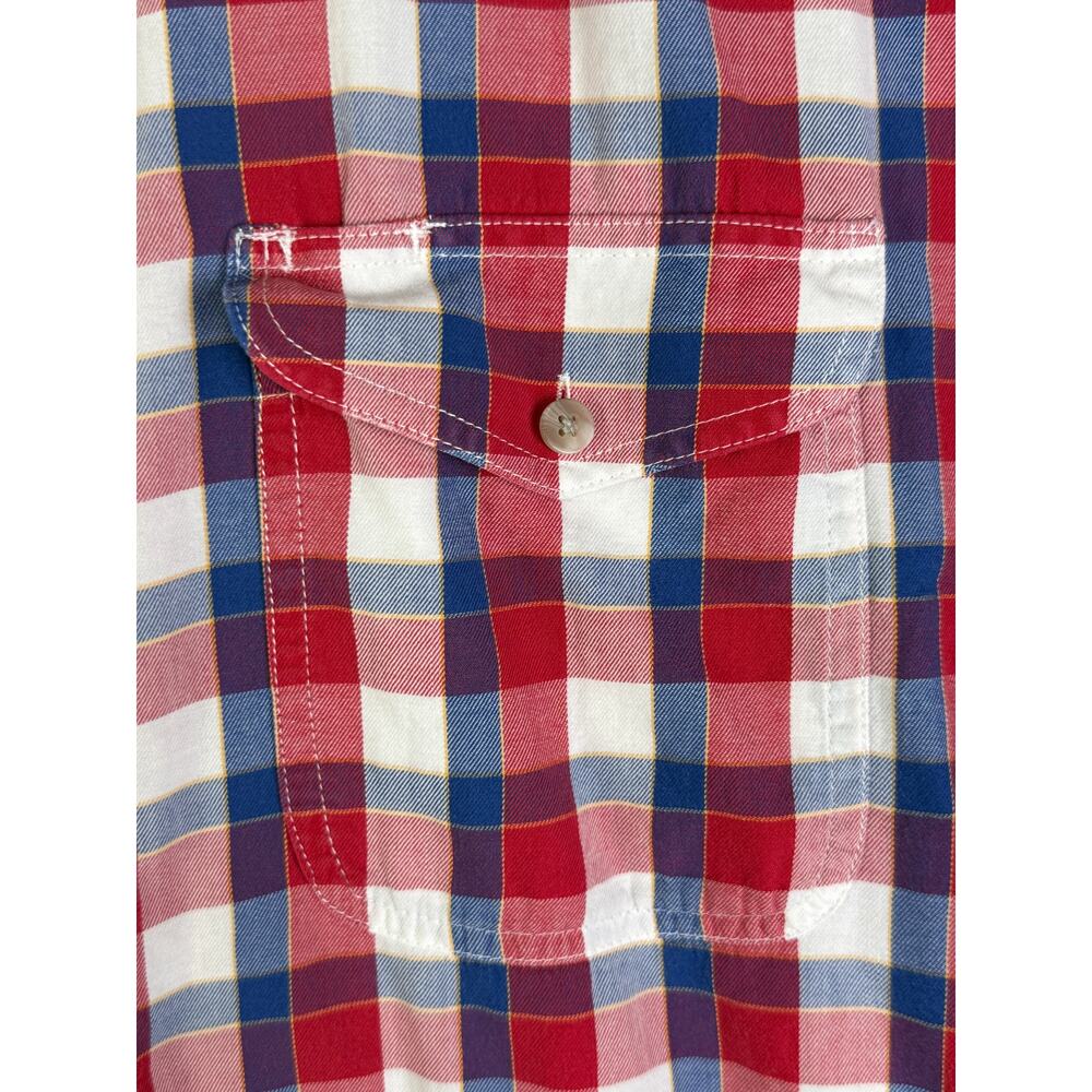 Wrangler Western Button Plaid Long Sleeve Shirt RWB Red Blue Mens Large READ - Picture 6 of 7